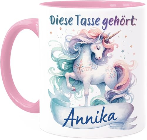 Cupdarling® Tasse Licorne Personnalisée - Mug Enfant avec Prénom Pour Fille - Rose - Cadeaux Licorne - Tasse De Noël - Cadeaux Personnalisés Enfants - Gobelet Enfant en Céramique 330ml