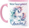 Cupdarling® Tasse Licorne Personnalisée - Mug Enfant avec Prénom Pour Fille - Rose - Cadeaux Licorne - Tasse De Noël - Cadeaux Personnalisés Enfants - Gobelet Enfant en Céramique 330ml