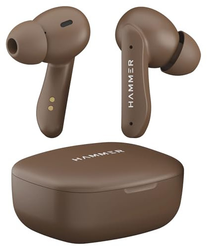 Hammer Solitude Bluetooth in Ear Earbuds with Upto 22H Playtime, ENC, Fast Charging Type-C, IPX4 Water Resistant, Bluetooth v5.3, Touch Controls and Voice Assistant (Mocha Brown)