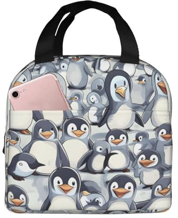 Bolsa de almuerzo con estampado de pingüinos bebé para mujeres y hombres, lonchera aislada para adultos, bolsa de almuerzo reutilizable para el trabajo y viajes