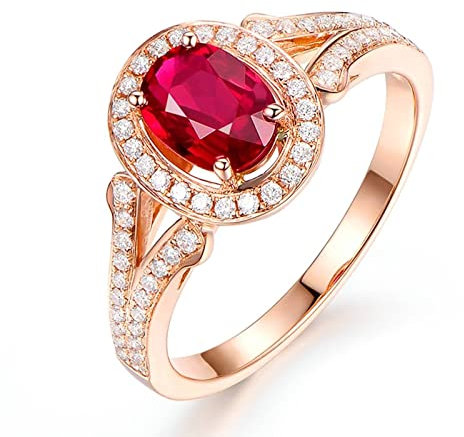 18 Karat (750) Gelbgold Trauringe, Engagement Ring Ovaler Rubin 1.25ct Ring Größe 58 (18.5)