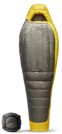 Sea to Summit - Spark Ultralight Daunenschlafsack Long (-18°C) - Mumienschlafsack mit Daunenfüllung - Körperlänge - 850+ Loft Ultra-Dry Down - Kaltes Klima - Für Wanderungen - Grey & Yellow - 1204g