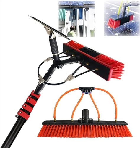 Teleskopstange mit Scheuerbürste,Wasserführende Teleskopstange 3.6M-12M Fensterreinigung Teleskopstange Teleskop Dachreinigung Photovoltaik und Solarpanel Reinigung 35cm Bürstenkopf ( Size : 3.6M/12FT