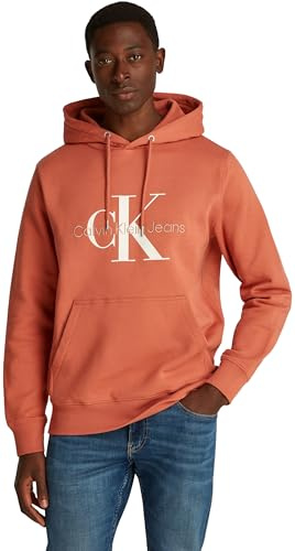 Calvin Klein Herren Hoodie Seasonal Monologo Regular aus Baumwolle, Orange (Aragon), S