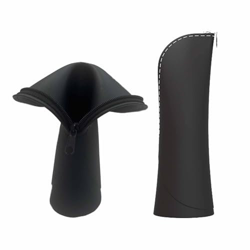 Golden Apple Travel Silicone Makeup Brush Bag Self-Standing Makeup Brush Pouch with Zipper Make up Brush Organizer Cosmetic Bag (Black)