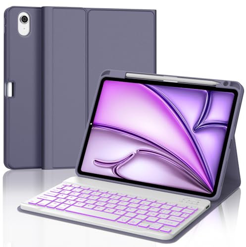 IVEOPPE Tastiera iPad Air 11 (M3 2025/M2 2024), Cover Tastiera Retroilluminato Italiano QWERTY Bluetooth Staccabile iPad Air 11 2024/2025, Viola lavanda