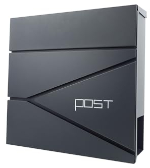 SCHARTEC® Design Briefkasten SPB-3 anthrazit mit Zeitungsfach modern & groß Wandbriefkasten Postkasten