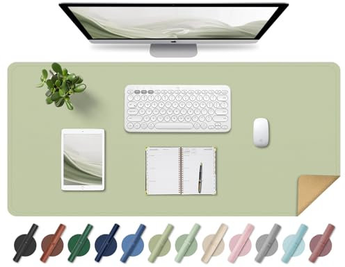 Leather Desk Pad, Office Desk Mat, Non-Slip Large Mouse Pad, Waterproof Desk Protector Mat, Computer and Laptop Mat for Desk, Desk Desktop Mat for Writing, Desk Blotter Pads Decor (Matcha, 80x40CM)