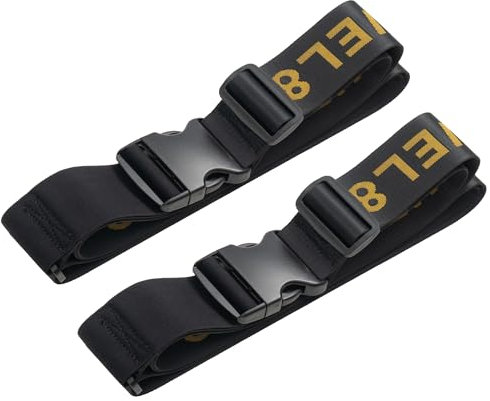 LEVEL8 Gepäckgurte Koffergurt Schnallengurte Verstellbar Kofferbänder Add-A-Bag Reisezubehör, strapazierfähiger Gurt, 2er-Pack, 225cm, Schwarz