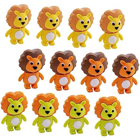 FOYTOKI 12 Stück Niedliche Löwen Radiergummis Verschleißfest Leuchtend Bunt Kleiner Zeichenradierer Für Kinder Und Schule