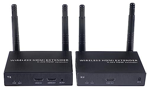 EXVIST Kits émetteur et récepteur HDMI sans Fil 100 M 1080P 60 FPS avec Boucle HDMI, jusqu'à 328 Pieds, Prise en Charge IR, Convient pour Ordinateur Portable, PC, Youtube, PS4 vers HDTV ou projecteur