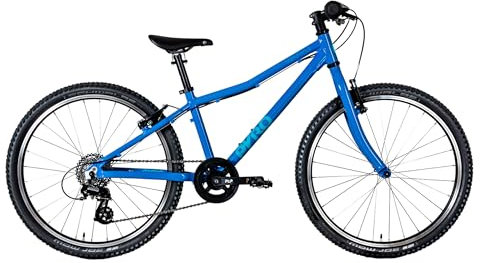 TechniBike PYRO TWENTYFOUR - Superleichtes 24 Zoll Kinderfahrrad für Mädchen und Jungen (MTB Lenker, Microshift 8-Gang Kettenschaltung, V-Brakes, Alu Laufräder, ergonomischer Velo Sattel, 8,5 kg)