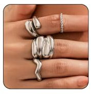 Irikdescia Dicke Goldringe Frauen, Zarte Silber Ringe, Stapelbare Statement Ringe, Vintage Y2K Schmuck, Chunky Silber Beschichtet Ringe Frauen Set