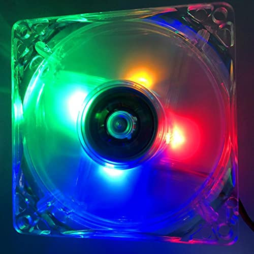 ZHCHAO PC Computer CPU Fan 80mm Cooling Fan with Led Light 8025 8cm Silent 12V LED Luminous Chassis Molex 4D plug Axial fan 80(Multicolor)