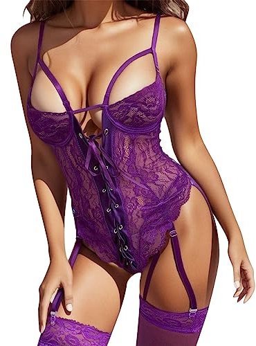 Lingerie Halloween Ensemble Femme Lingerie Tenue Sexy Femme Ronde Tenue Noel Sexy sous vêtements Dentelle pour Femme Soutien Gorge Sport Femme String jetable Massage Culotte Femme Enceinte Lingerie