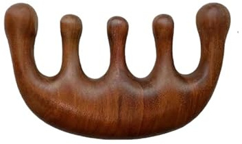 1 x Sandelholz-Fünf-Finger-Meridian-Massage-Kamm mit Anti-Rutsch-Kamm, lockiges Haarbürste, Geschenk, Gesundheitspflege-Tools für Damen