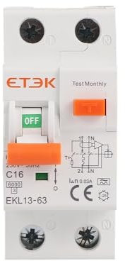 SkyjOy Disjoncteur Disjoncteur différentiel Basse Tension Type A 30 mA 2P (1P + N) Protection Contre Les fuites de Courant de Courte durée Disjoncteurs(16a)