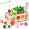 Goffii Montessori Spielzeug, Kinder Baby 8-in-1 Holzspielzeug, Bauernhof Autos, Karotten ernten Sortier Stapelspielzeug, Hand Auge Koordination Motorikspielzeug ab 3 4 5 Jahr Mädchen Jungen Geschenk
