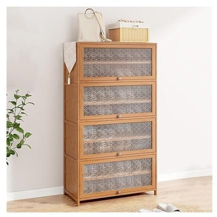 Shoe Rack Multi-layer Bamboo Shoe Cabinet with Flip-up Doors, Free Standing Adjustable Shoe Rack Organizer for Closets Hallways Bedrooms Entryways Shoe Storage Cabinet(11-layers 80cm) (9 layers 8