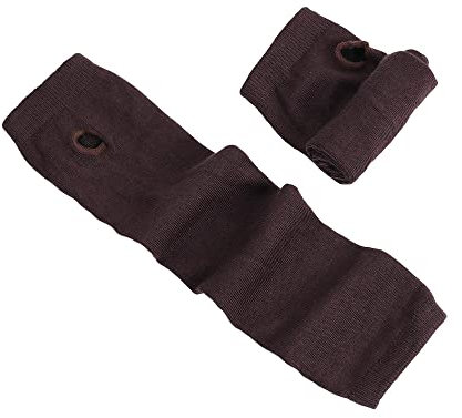 Anevous 1 Paar Damen Lange Fingerlose Handschuhe, Winter Stricken Armwärmer, Fingerlos Armstulpen Damen, Stulpen Handschuhe, Langarm Fäustlinge für Frauen Herbst Winter,Braun