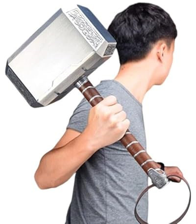 Hammer of Thor's Foam Mjolnir Hammer and Foam Stormbreaker Axe Props Replica, Ideal Costume Prop for Dress-up Great Gift for Birthday, Medieval Hammer for Cosplay, Theater Play & Halloween
