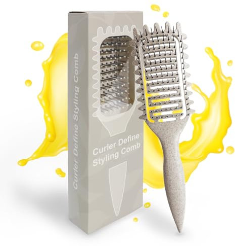 Qufiiry Haarbürste ohne Ziepen, Lockenbürste, Curly Hair Brush, Curl Defining HairBrush, Einzigartige Profi Detangler for Women and Men(Cremefarben)