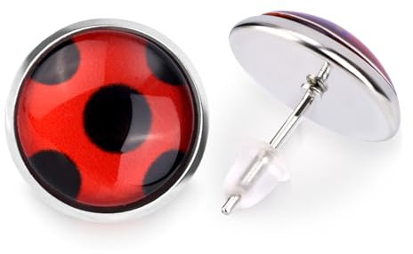 1 Paar Marienkäfer Ohrringe, Ohrstecker Marienkäfer Ohrclips Marienkäfer Metall Ohrringe mit Schwarzen Punkten für Frauen Halloween Karnevalskostüm