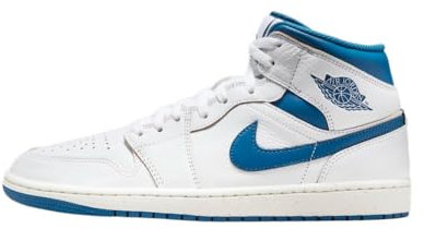 Nike Air Jordan 1 Mid Herren Sneaker Sneaker Basketball Mode Schuhe, weiß/blau, 44 EU