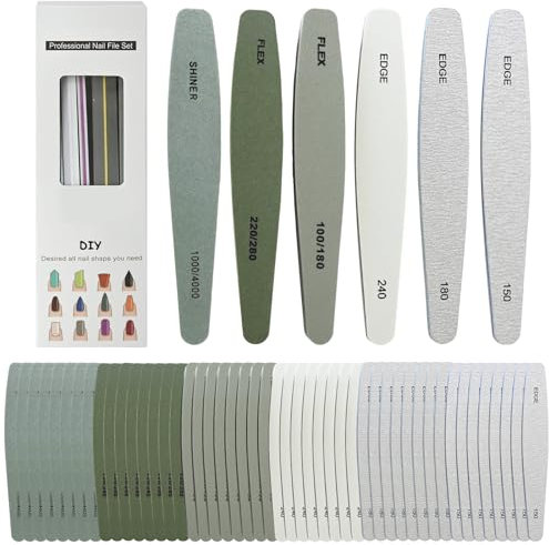 Whemyreat Cke Lot de 48 limes à ongles professionnelles en gel, lime à ongles en gel, lime à ongles, polissoir pour ongles, planche de polissage, 100/150/180/220/240/280/1000/4000 grit, pour couper