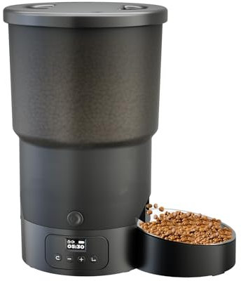 Gimars 5L Distributeur Croquettes Chat Automatique, Minuterie Programmable Gamelle Chat Automatique 1-6 Repas Par Jour, Un Bouton Fonctionnement Facile Pour Chien Avec Enregistreur Vocal 10S écran LCD