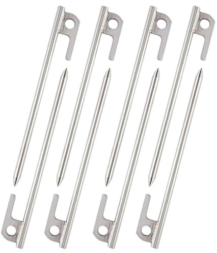 Happyyami Estacas Rectificadas De Acero Inoxidable 8 Clavos para Tiendas De Campaña y Toldos