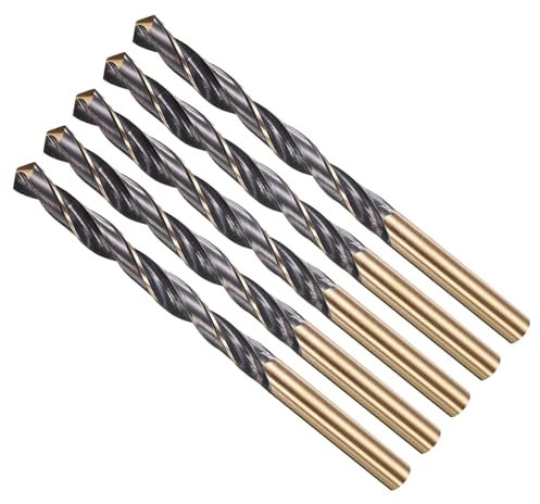 METALLIXITY Drill Bit (7mm) 5Pcs, 4341 High-Speed Steel Straight Shank 118° Black and Gold Finish for Copper Aluminum Wood Plastic Medium Hard Metal