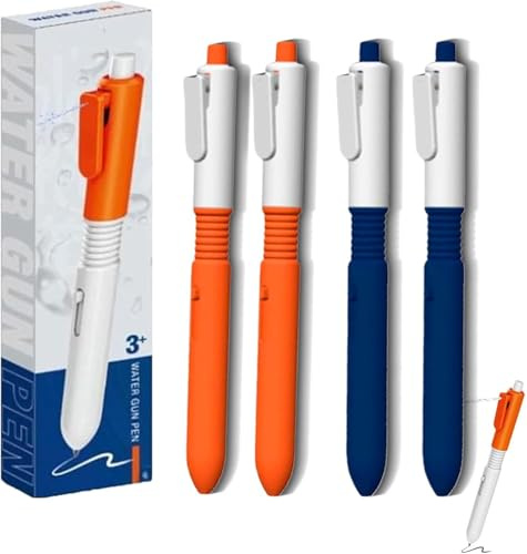 4 Stücke Spritzstifte, Witziger Wassersprühstift, 2-In-1 Wasserspeiender Beschreibbarer Stifte, Wassersprüh-Streich-Spielzeugstift, Einziehbare Kugelschreiber Mit Wassersprühfunktion