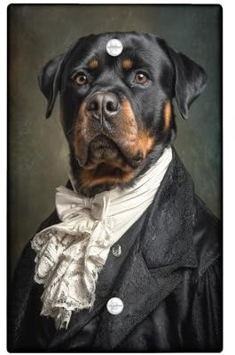 Regal Rottie Plaques de protection pour interrupteur de lumière/cache-prise, art canin élégant pour décoration d'intérieur, plaques murales thermoplastiques, taille standard vierge