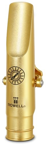 ROWELL Altsaxophon-Metall-Mundstück, Jazz-Saxophon-Mundstück, 5-stufig verstellbare Blattschraube und Schutzkappe, satter Vollton, ideal für Jazz, Bebop, Cool Jazz