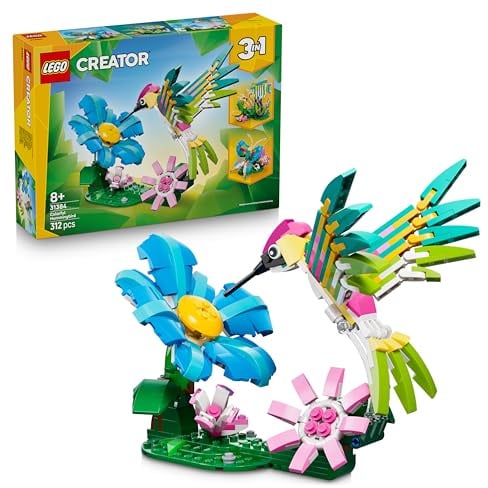 LEGO Creator 3in1 Wild Animals: Colourful Hummingbird - Bird Toy Transforms into a Butterfly or Fish Figure - DIY Room Decor Idea - Creative Gift for 8+ Year Old Girls & Boys - 31384