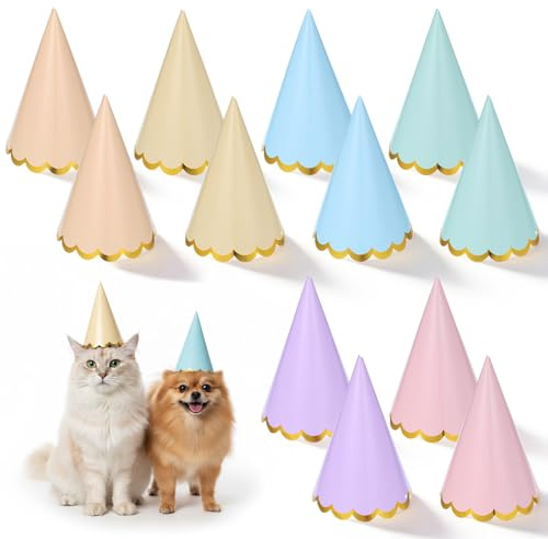 Aysatogc 12 Stück Partyhüte Set Mini Partyhüte für Kuscheltiere Partyhut Geburtstag Set Party Hüte für Erwachsenenfeiern Party Hüte Kuscheltiere