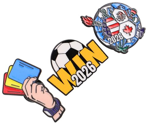 Épingle de Football en Alliage 3 Pièces pour Fans de Football | Décor de Paquet à Dos, Usage Fête et Événement Sportif, Souvenir Tournoi 2026