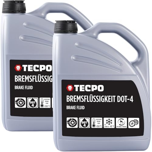 TECPO Bremsflüssigkeit 10 Liter DOT 4 synthetisch für Brems- und Kupplungssysteme ABS ESP