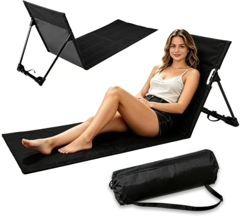 YuLiMirich Strandmatte Klappbar mit Rückenlehne (Schwarz)