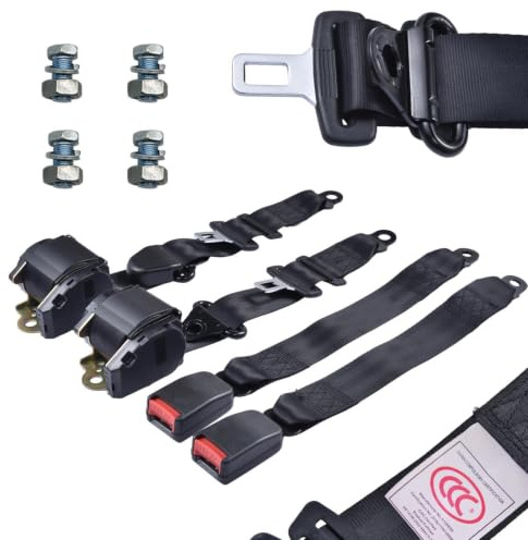 Set da 2 sistemi di ritenuta universali 3 m 48 mm capacità 2 tonnellate certificati 3 C – installazione senza attrezzi per sedili anteriori e posteriori