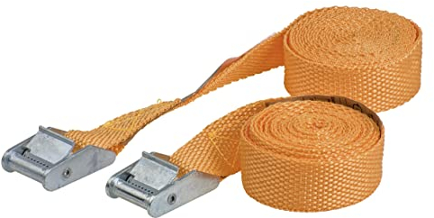 kwb Sangle d'arrimage 2,5 m x 25 mm, en sangle polyester résistante, avec plaquette de contrôle et fermeture par serrage, sans crochet, testée TÜV/GS