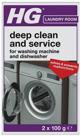 HG Deep Clean and Service for Washing Machines & Dishwashers, Professional Standard Cleaner & Descaler for Home Laundry & Kitchen Cutlery/Plate Cleaning Appliances – 2 x 100g (248020106)