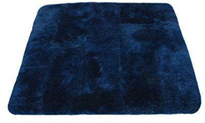 Reissner Lammfelle | SIKI-PA | echtes Merino Schaffell | Sitzpolster Autokissen Rollstuhlauflage Katzenbett | Patchwork Qualität | 40x40cm blau