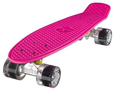 Ridge Retro Skateboard Mini Cruiser, rosa/klar, 22 Zoll
