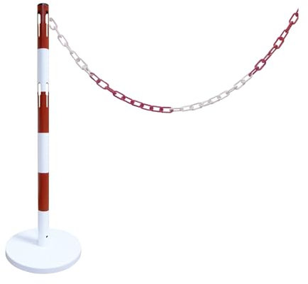 Viso POT1REXT - Paletto di segnaletica stradale con catena, 2 m, colore: Rosso/Bianco