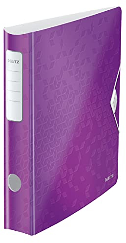 Leitz Qualitäts-Ordner 180° Active WOW, A4, Schmal, Abgerundeter Rücken, 6,5 cm breit, Gummibandverschluss, Leichtes Polyfoam, Plastik-Ordner, WOW Serie, Violett, 11070062