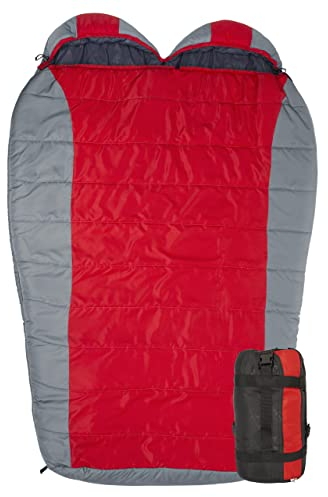 TETON Erwachsene Tracker-15C/+5F Ultraleicht Doppelschlafsack, Rot/Grau, XXL