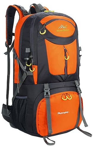 50L Sport Outdoor Rucksack, Travel Rucksack, Rucksack Wandern, ideal für Outdoor Sport, Wandern, Trekking, Camping Reisen, Bergsteigen. wasserdichte Bergsteigtasche, Reiseklettern Daypacks(Orange)