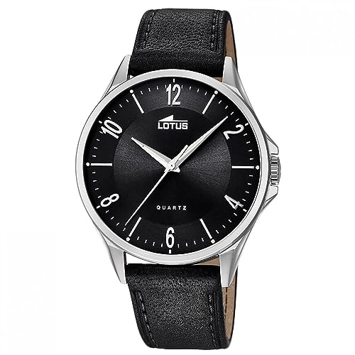 Lotus Uhr Für Herren 18518/4 Correa Clasico Silber Edelstahl Case SchwarzLeder Band